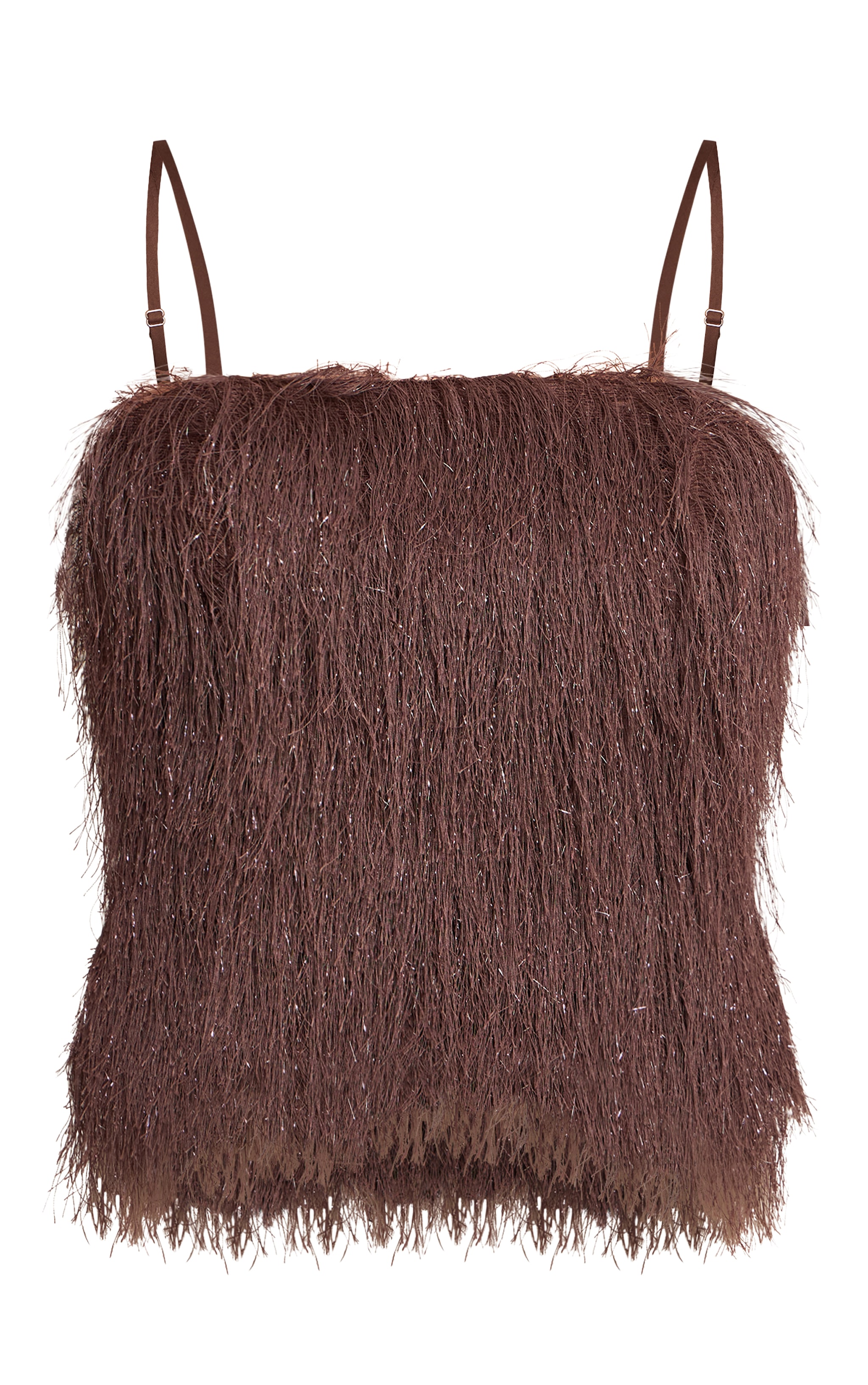 Chocolate Metallic Fringe Cami Top image 5