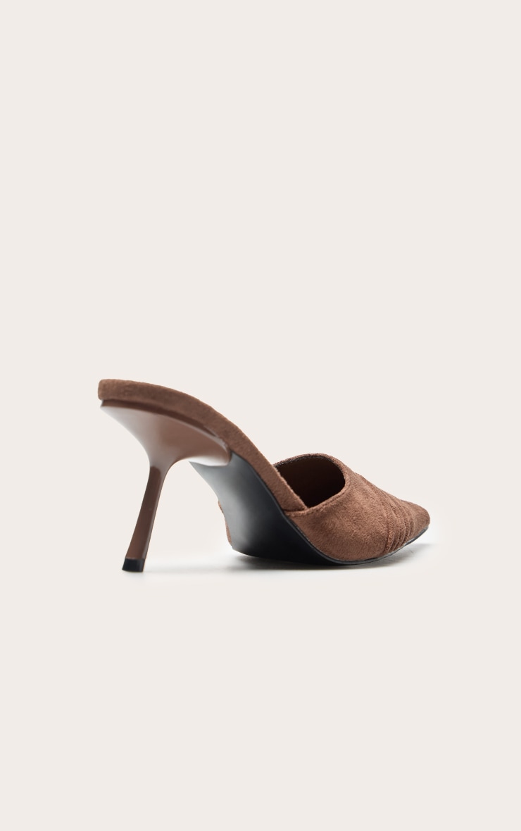 Chocolate Faux Suede Kick Heeled Mule image 3