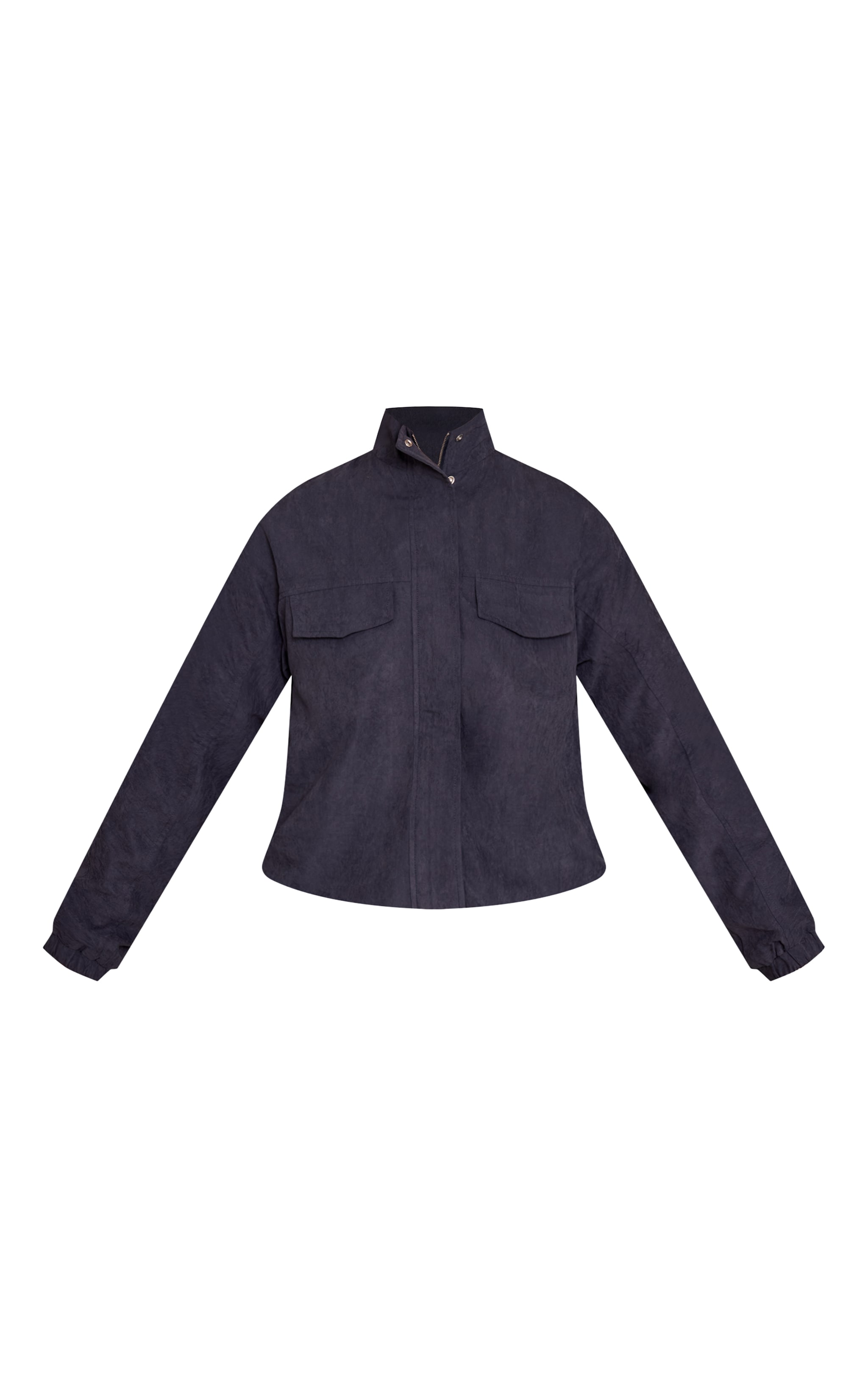 Navy Peach Skin Zip Up High Neck Jacket image 5