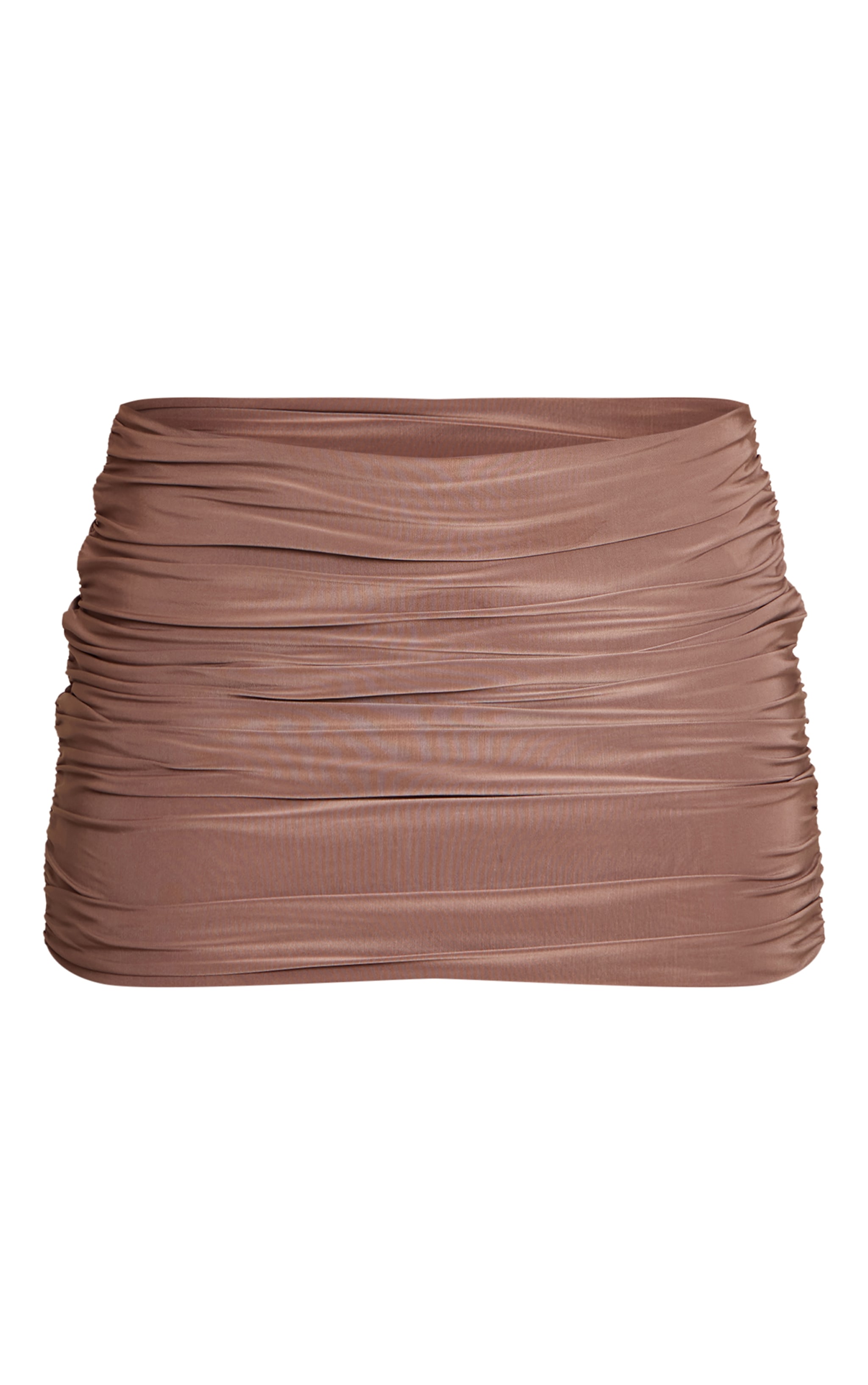 Deep Taupe Slinky Ruched Mini Skirt image 6