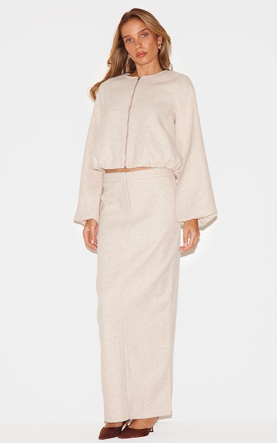 Beige Heavy Brushed Maxi Skirt