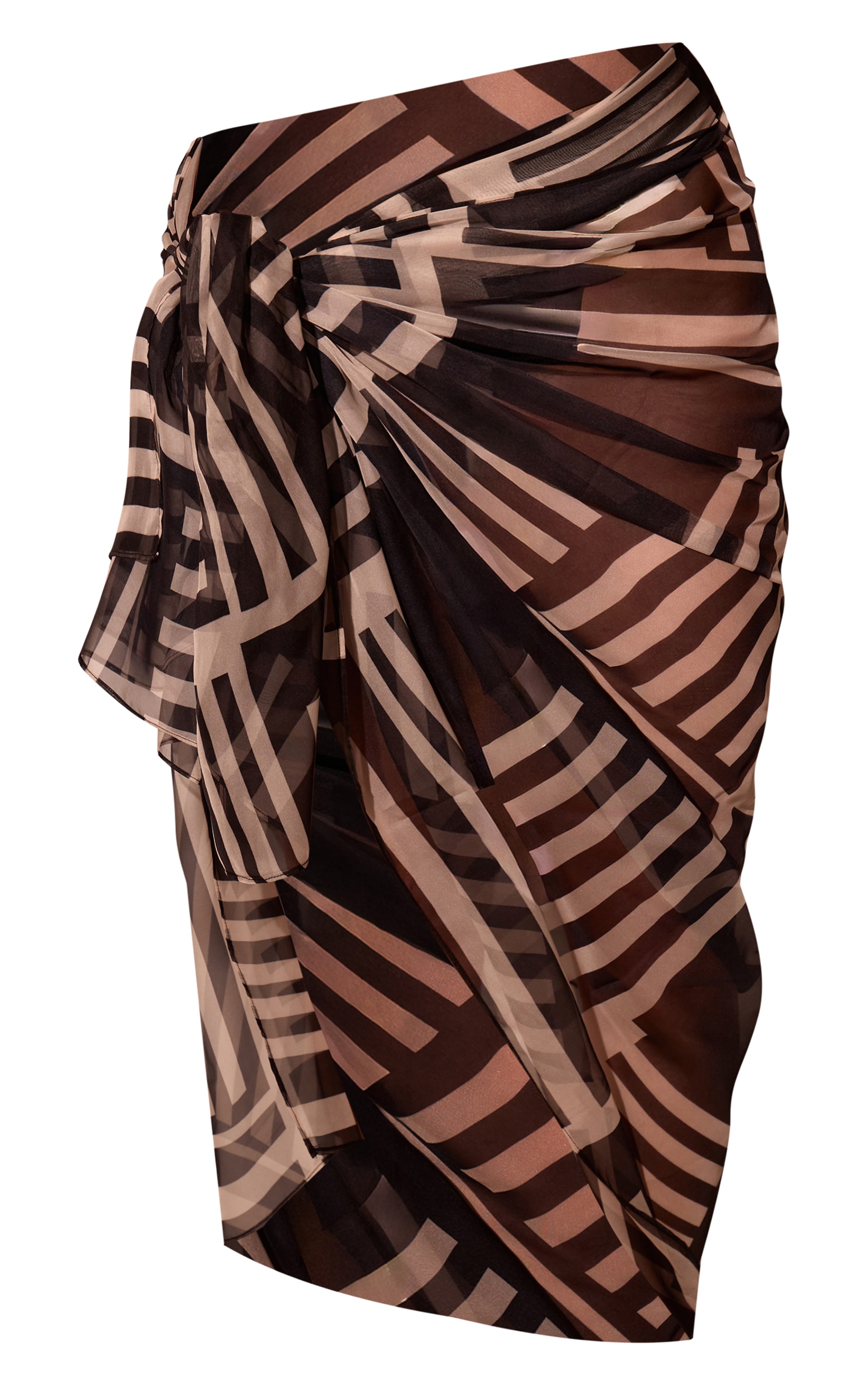 Black Stripe Print Silk Feel Sheer Maxi Sarong image 5
