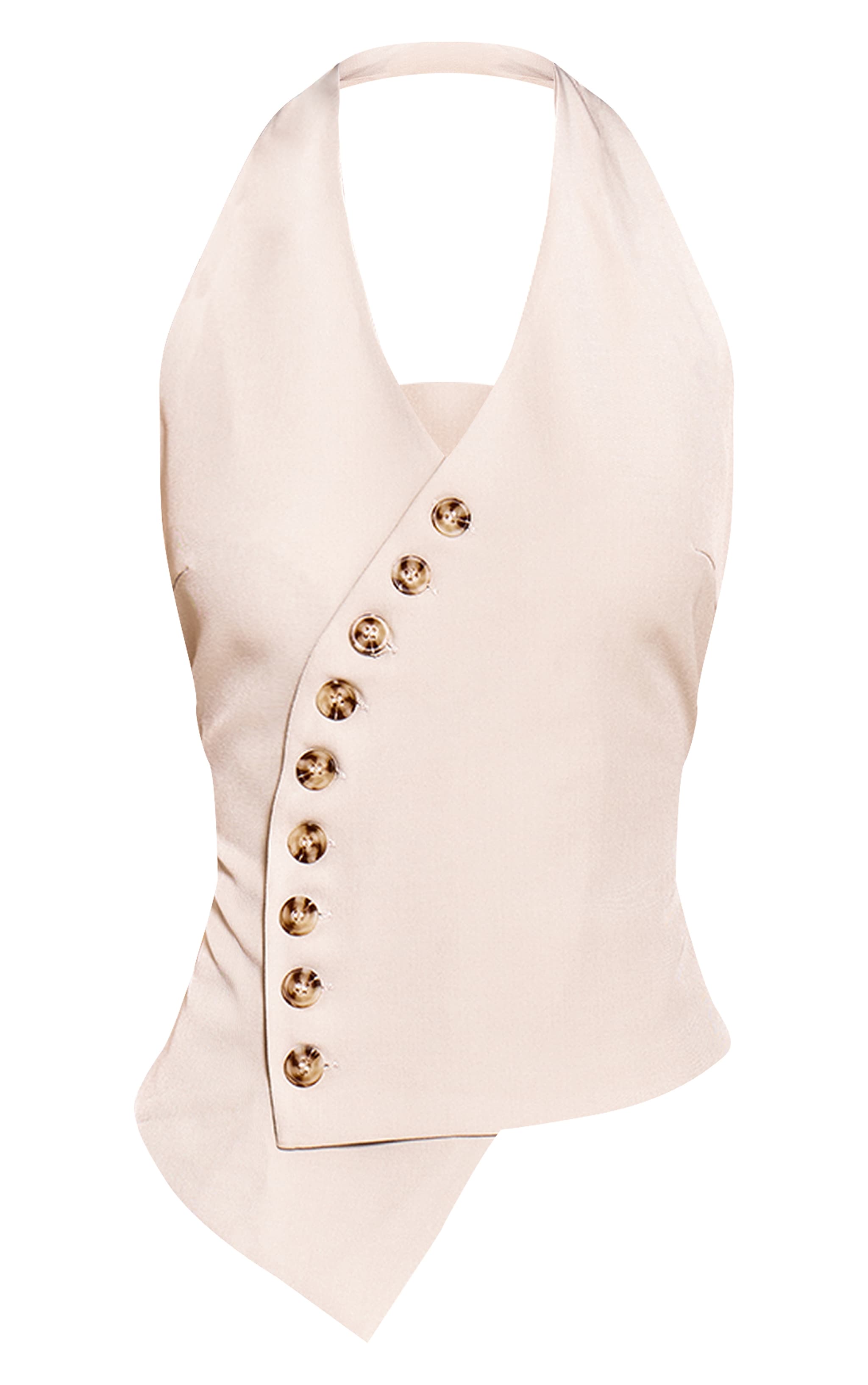 Stone Woven Button Detail Halterneck Vest image 5