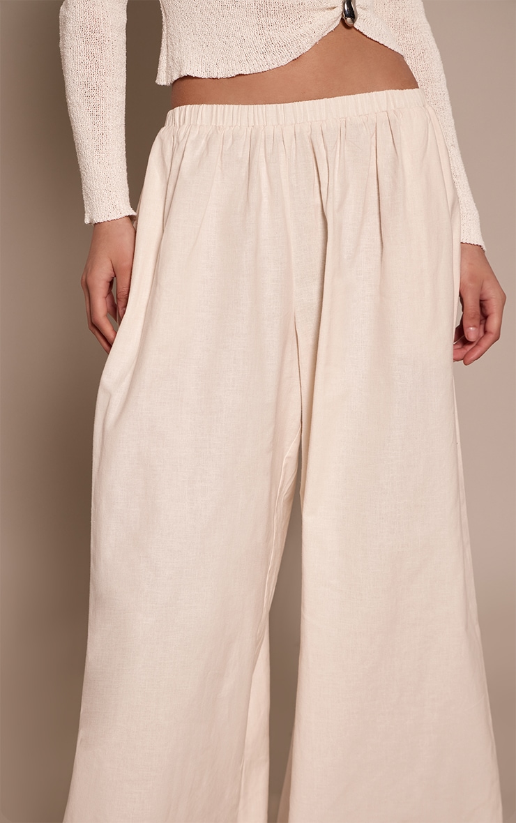 Cream Linen Palazzo Pants image 4