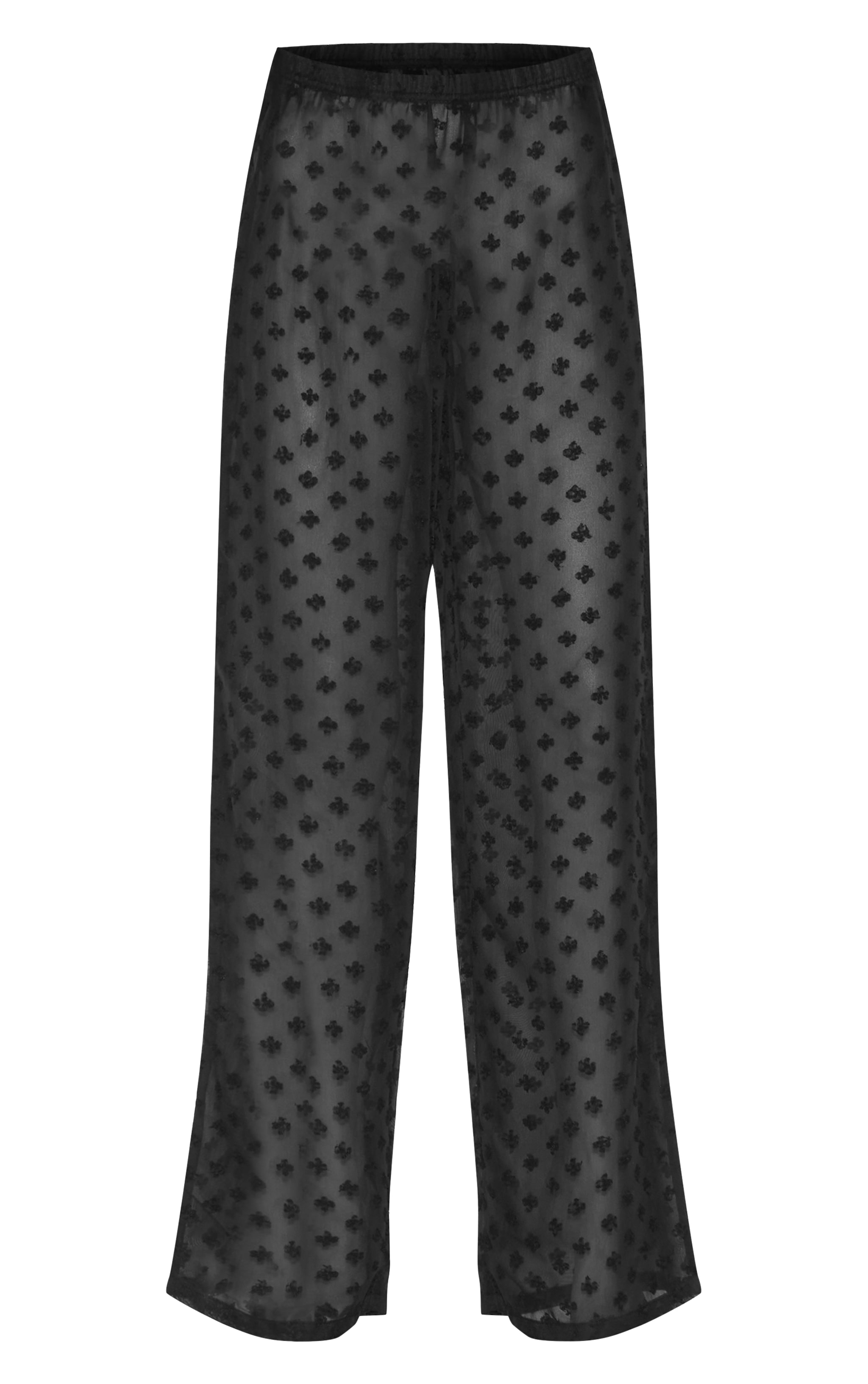 Black Wide Leg Textured Beach Pants image 5