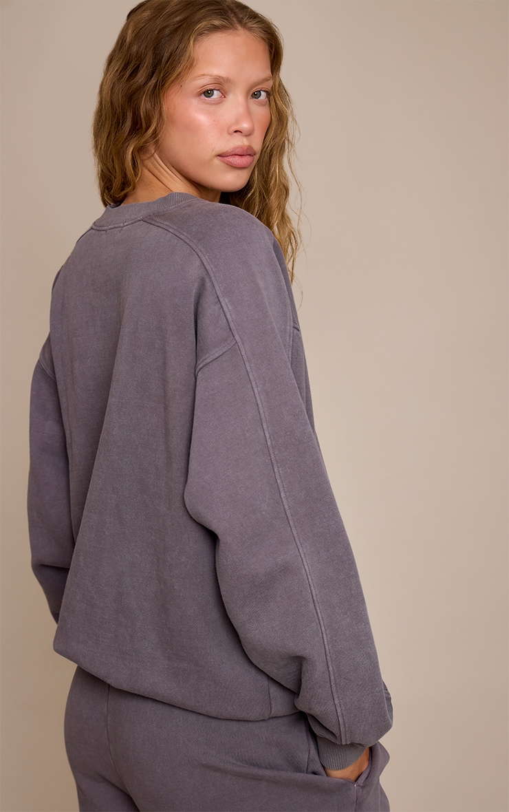 Charcoal Acid Washed Cross Stitch Sweatshirt image 2