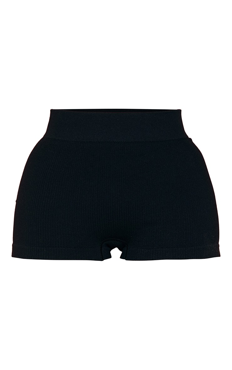 Petite Black High Waisted Contour Boxer Shorts image 2