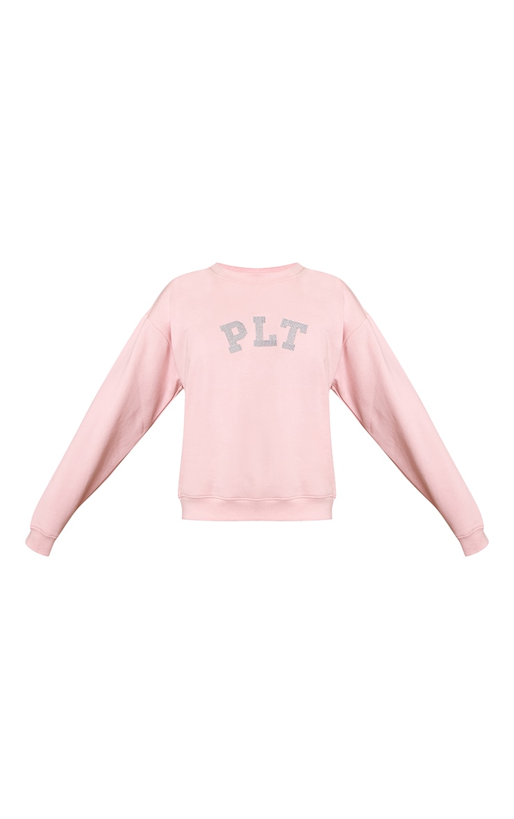 PLT Sweat pullover rose à logo pailleté image 5