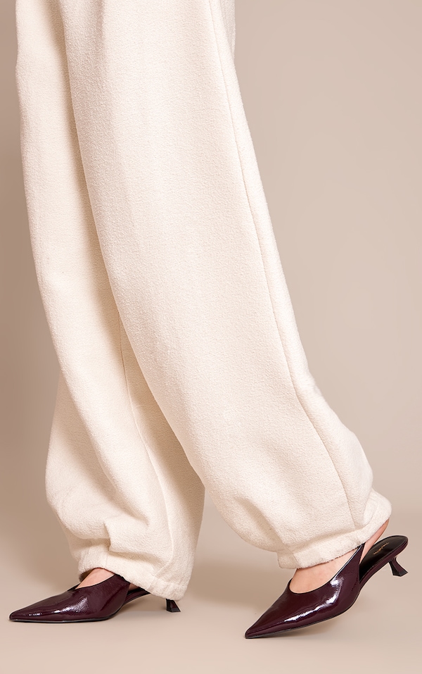 Chocolate Plum PU Pointed Toe Kitten Heel Sling Back