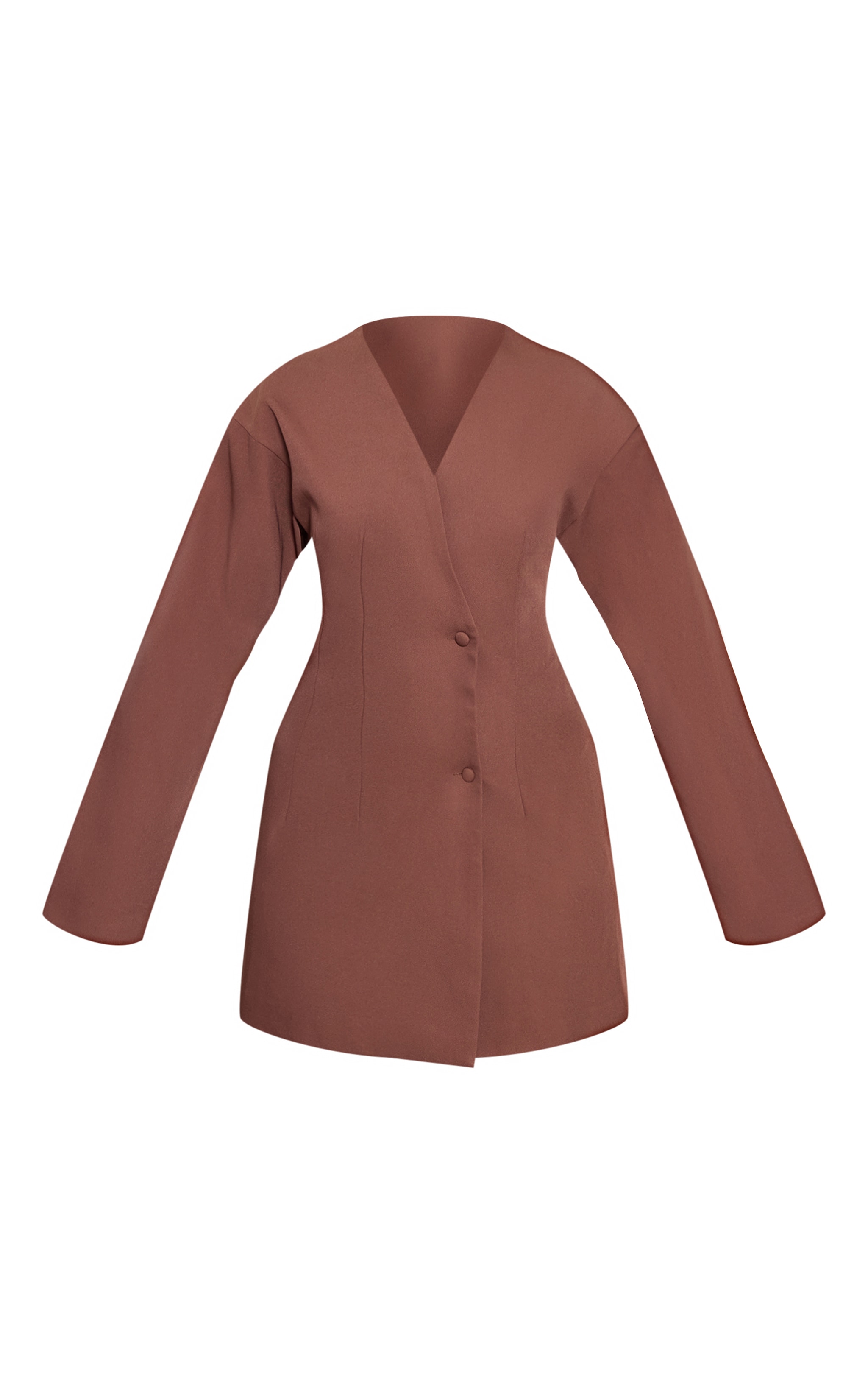Tan Woven Balloon Sleeve Blazer Dress image 5