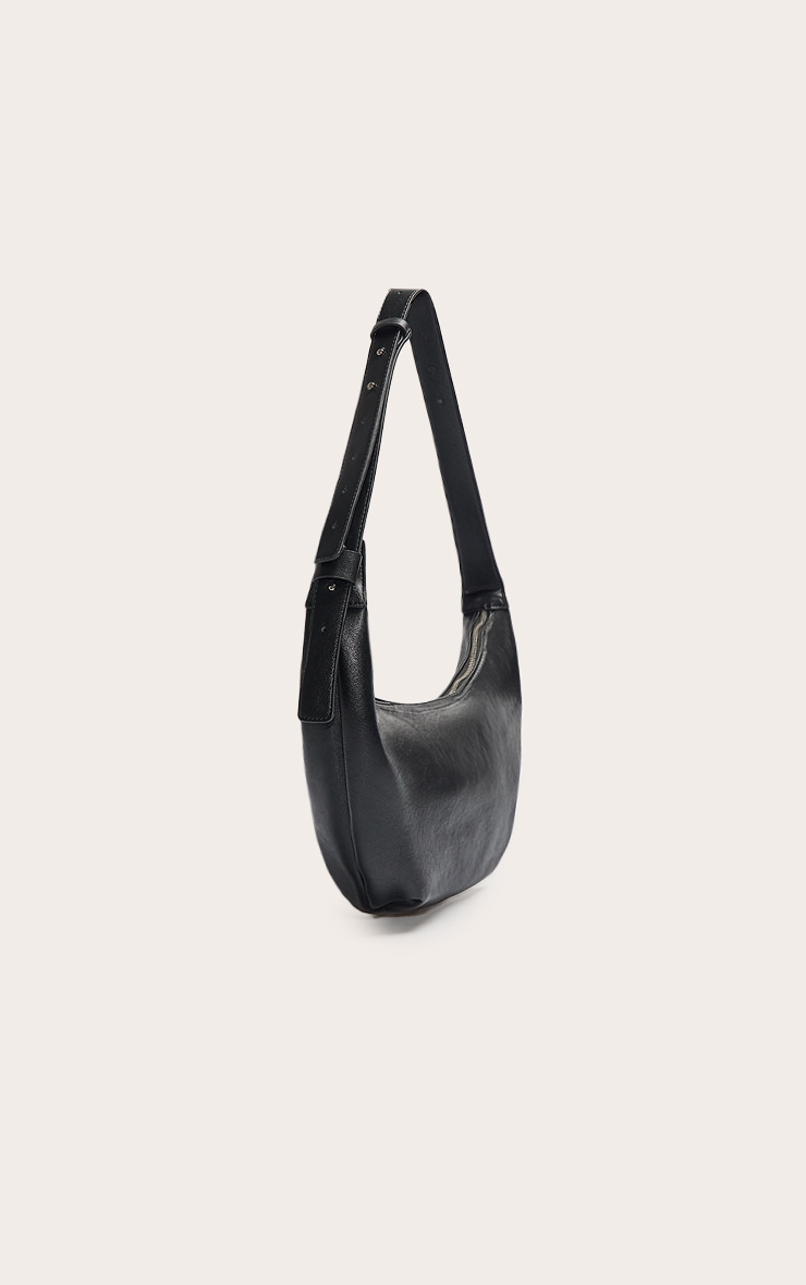 Black Slouchy Crescent Cross Body Bag image 2