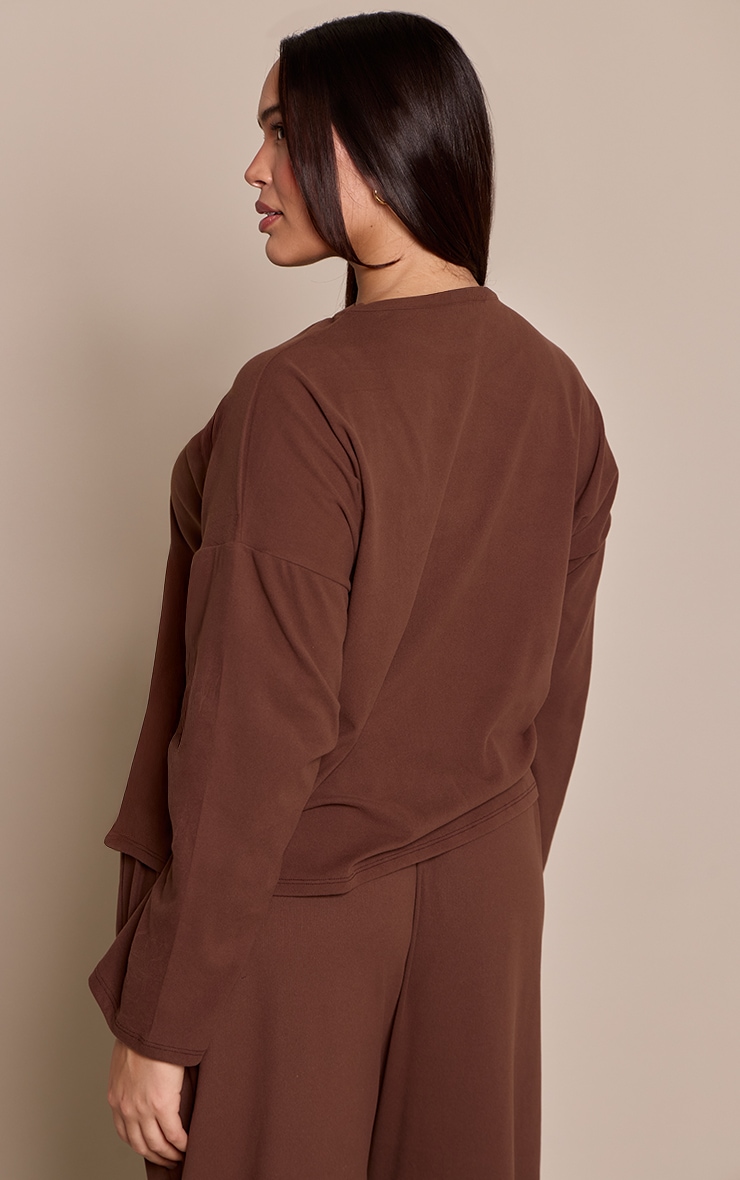 Plus Chocolate Soft Touch Oversized Long Sleeve Tshirt image 2