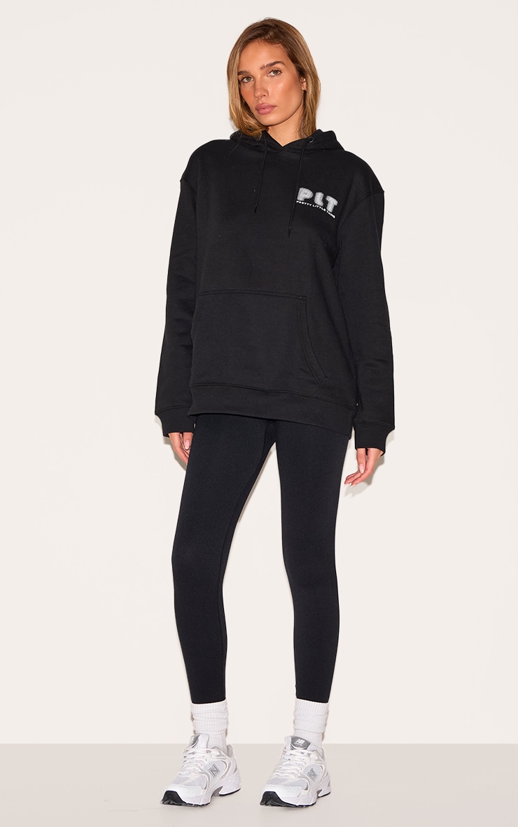 PRETTYLITTLETHING Black Printed Oversized Hoodie image 3