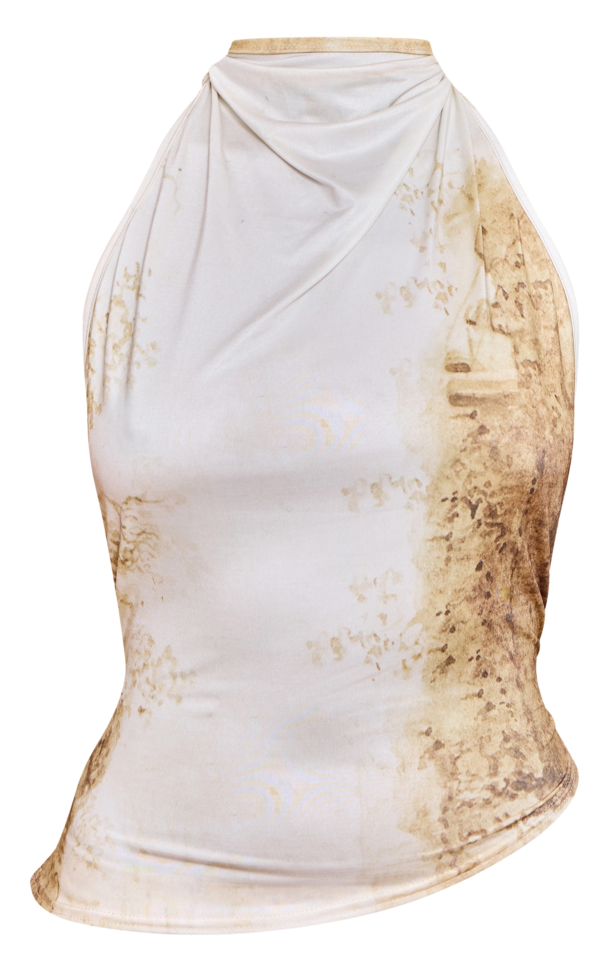 Cream Print Slinky Tie Back Halter Top image 5