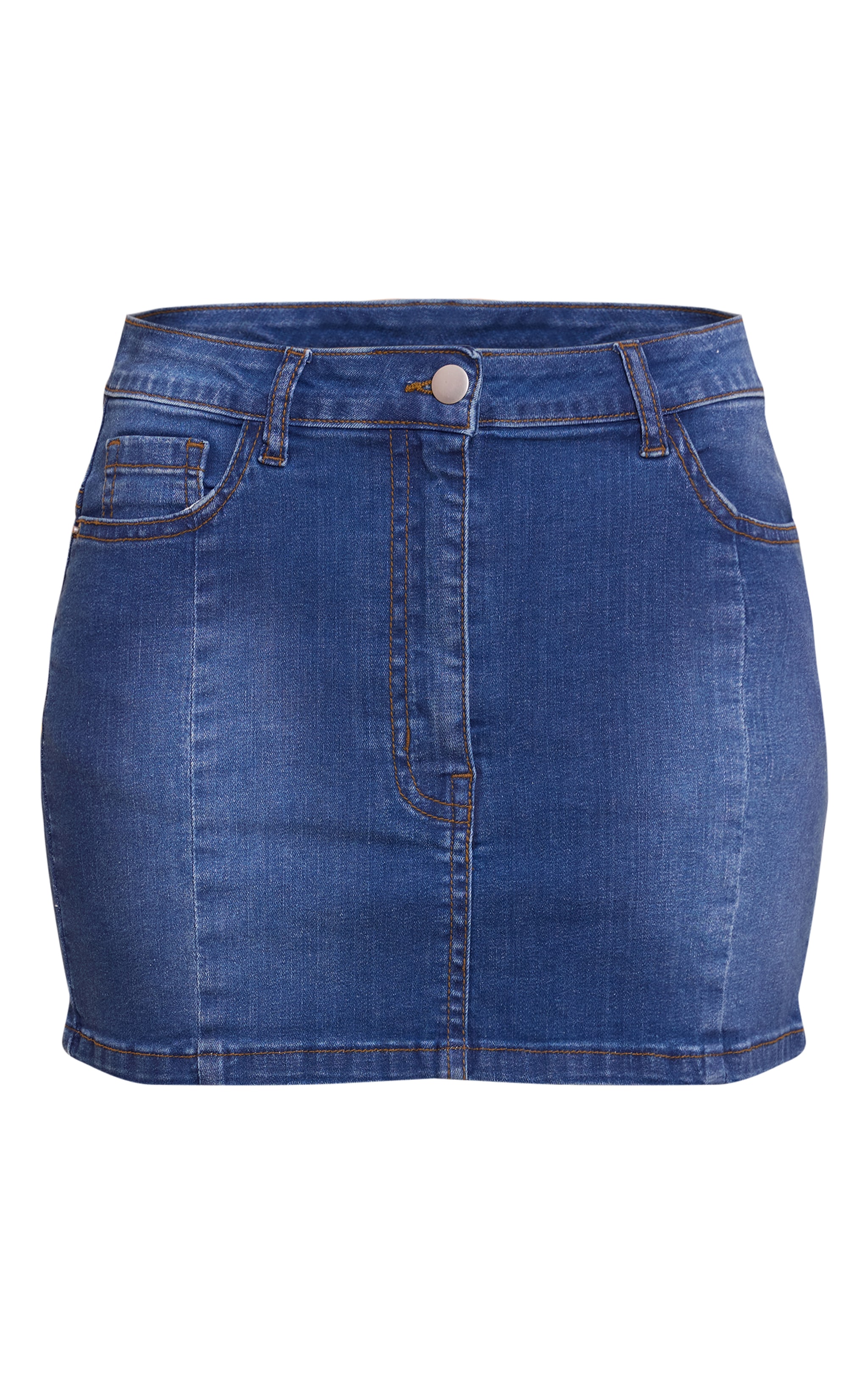 Mid Blue Wash Stretch Denim Mini Skirt image 6