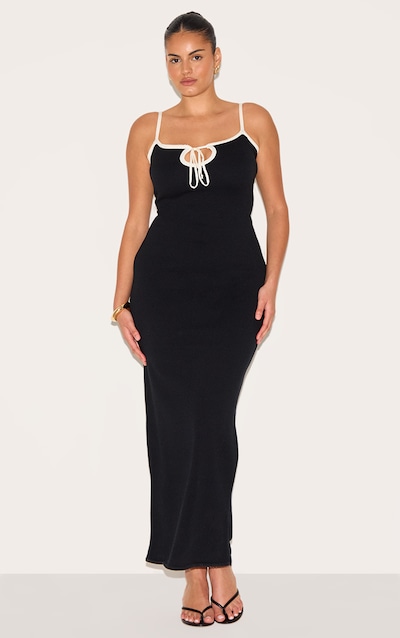 Plus Black Contrast Knit Dress