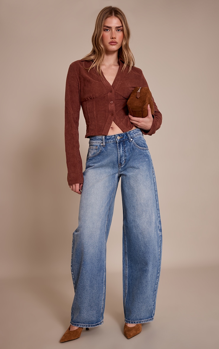 Brown Corduroy Fitted Shirt image 3