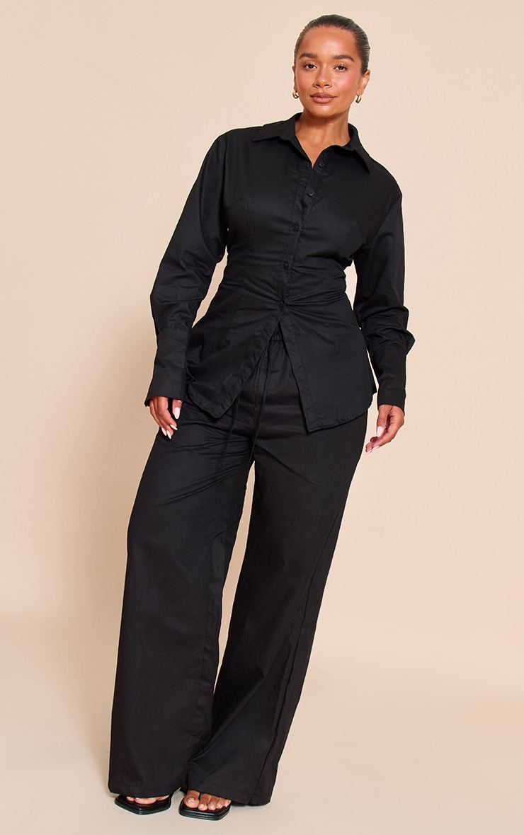 Shape black Lace Up Cinched Back Button Front Shirt image 3