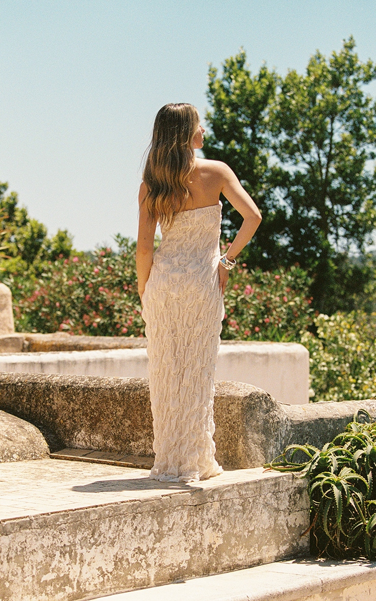 Robe bustier longue texturée blanche image 2