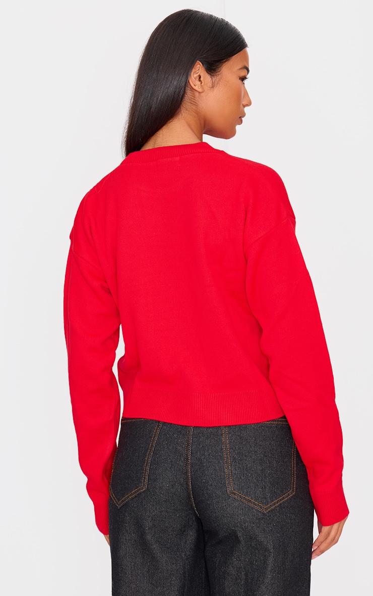 Red Snowflake Cropped Christmas Jumper image 2