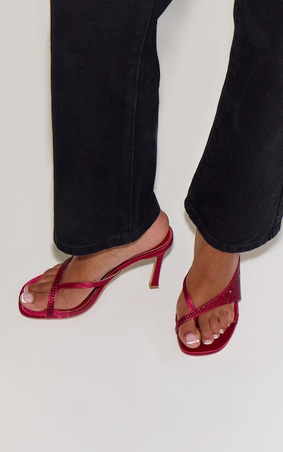Red Toe Post Heel Mule