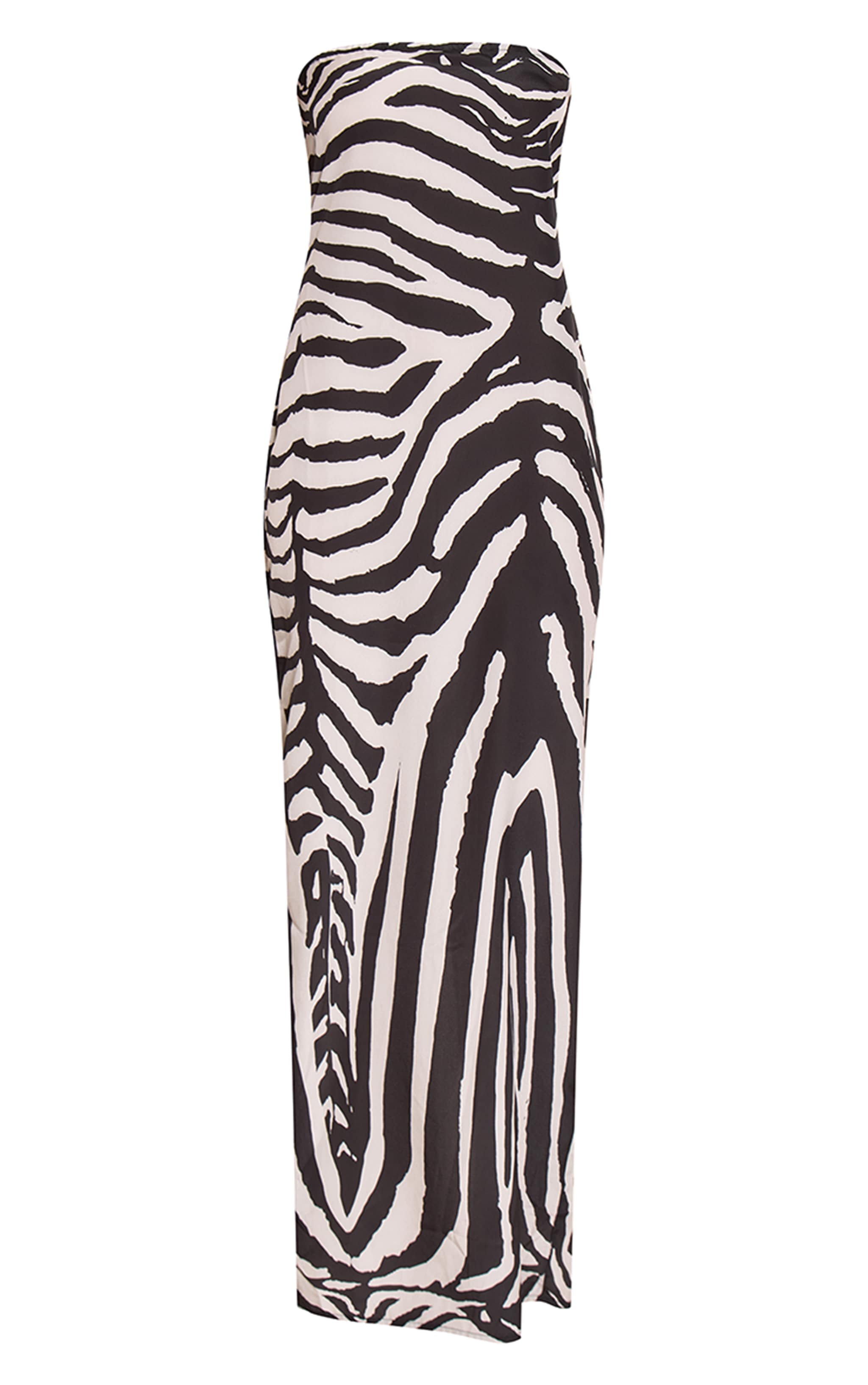 Black Zebra Print Chiffon Bandeau Maxi Dress image 5