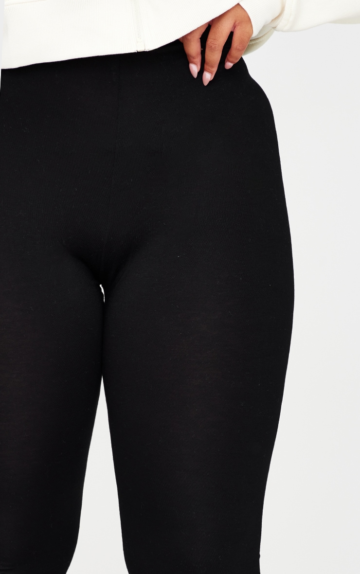 Basic Plus Black High Waisted Jersey Leggings image 4