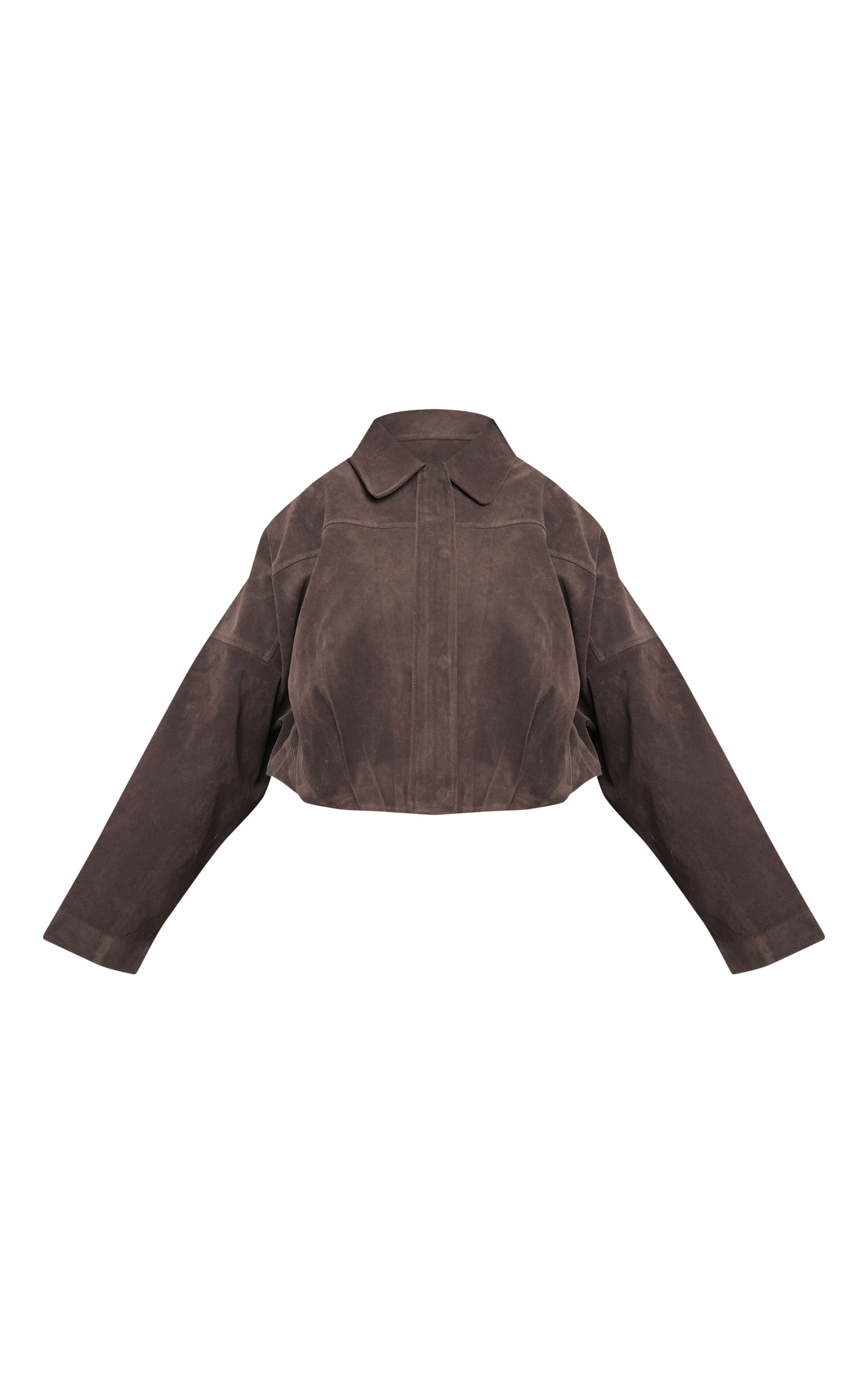 Plus Grey Faux Suede Covered Placket Bomber Jacket image 5
