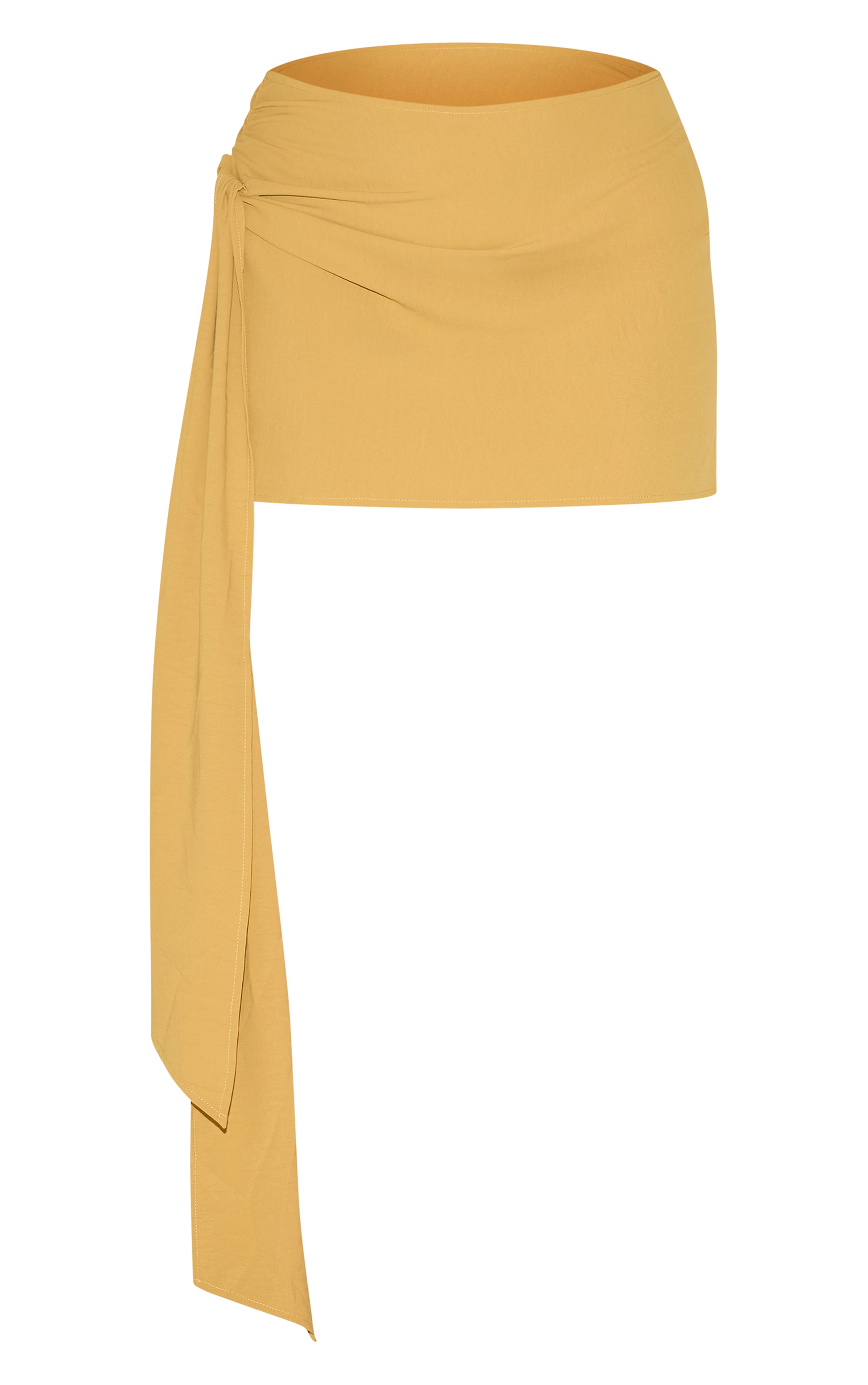 Plus Deep Mustard Floaty Woven Knot Side Mini Skirt image 6