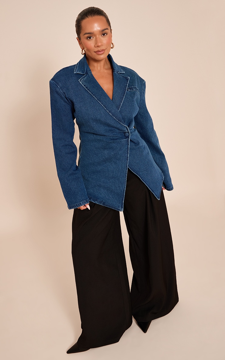 Shape Indigo Stretch Denim Cinched Waist Blazer image 3