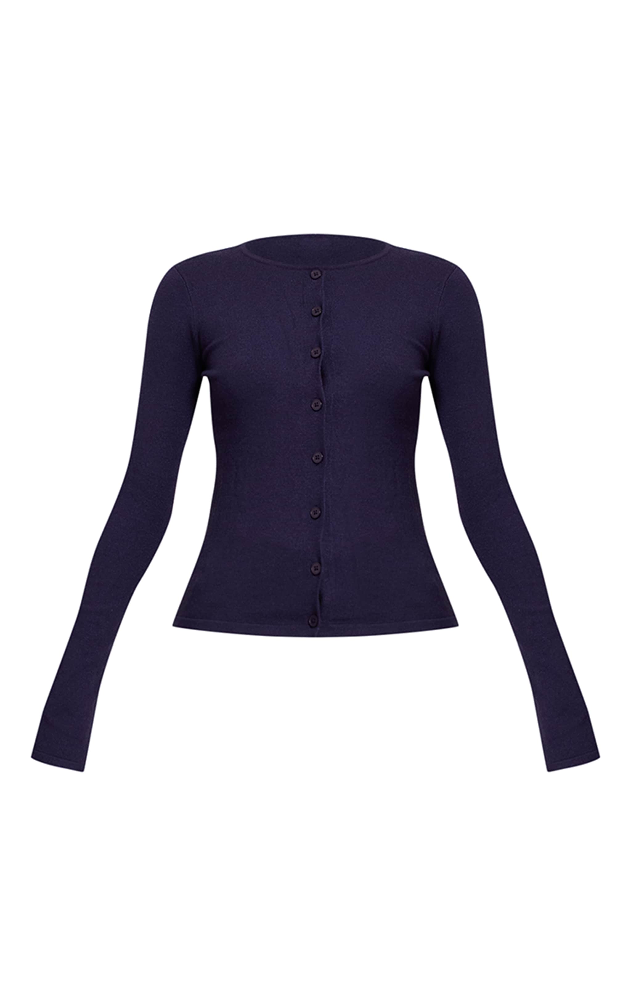 Navy Button Through Fine Knit Cardigan image 5