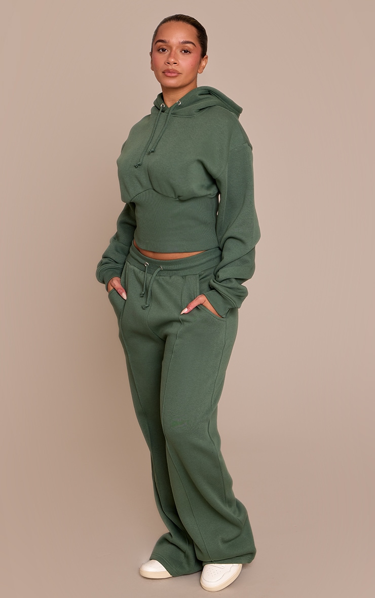 Shape Jogging large en sweat vert à lisérés surjetés image 2