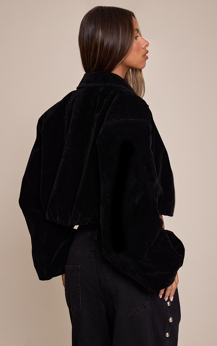 Petite Black Suede Balloon Sleeve Jacket image 2