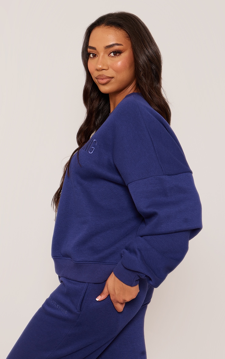 PLT Tall Blue Embroidered Detail Boxy Sweatshirt Tall