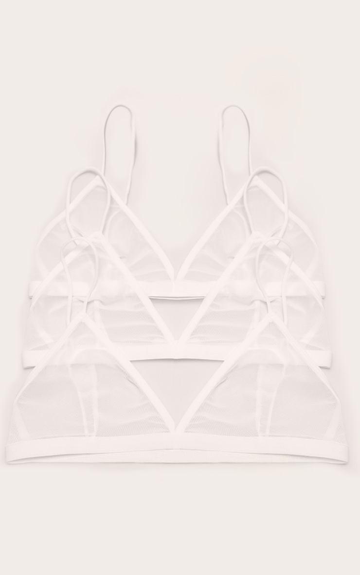 Lot de 3 soutiens-gorge triangle basiques en mesh blanc image 4
