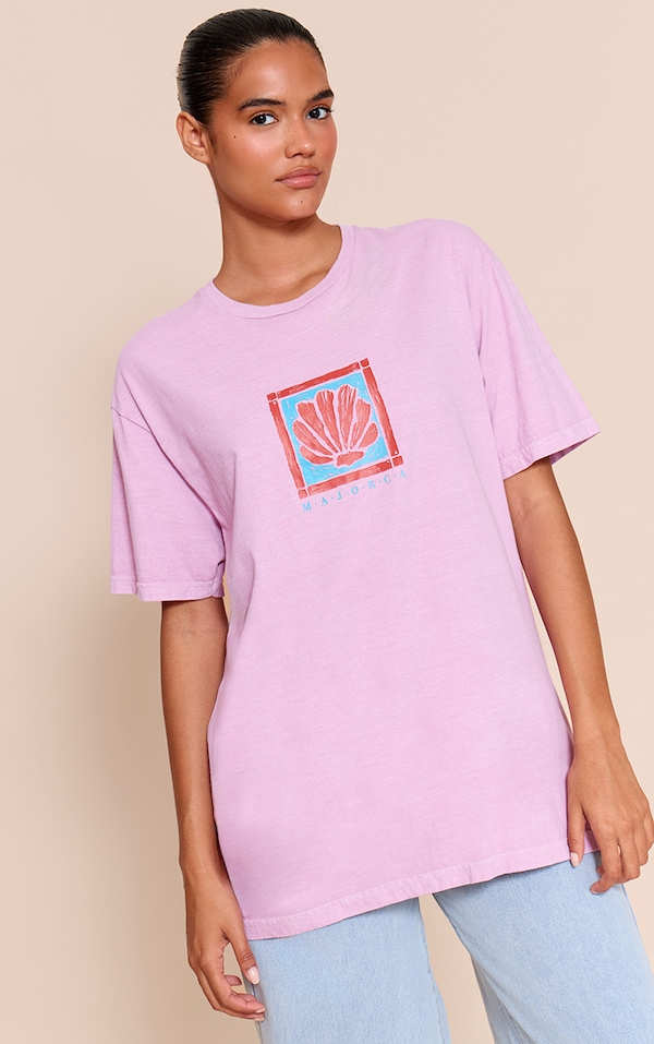 Baby Pink Majorca Shell Graphic Oversized T-shirt