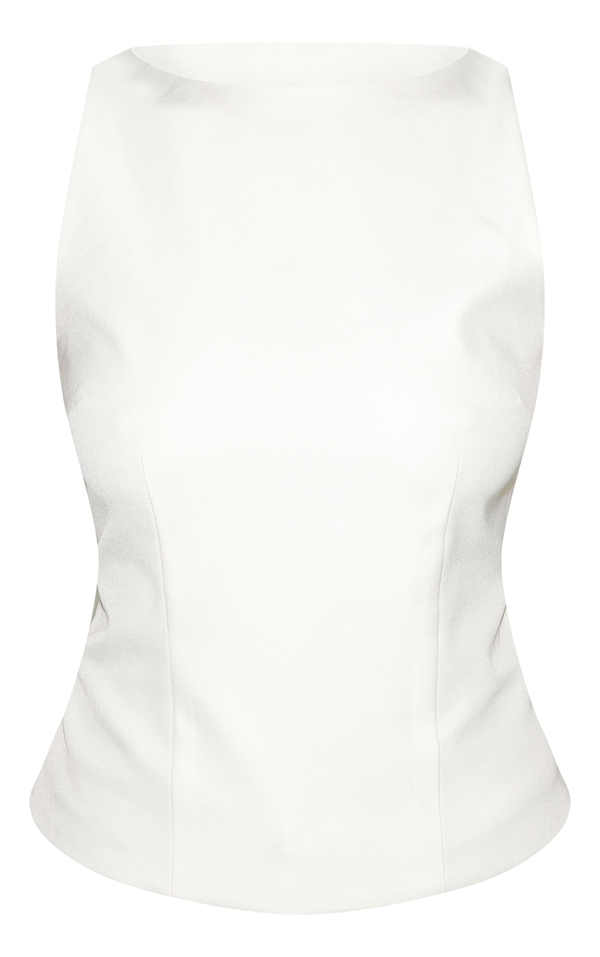 White Racer Neck Detail Tops image 5