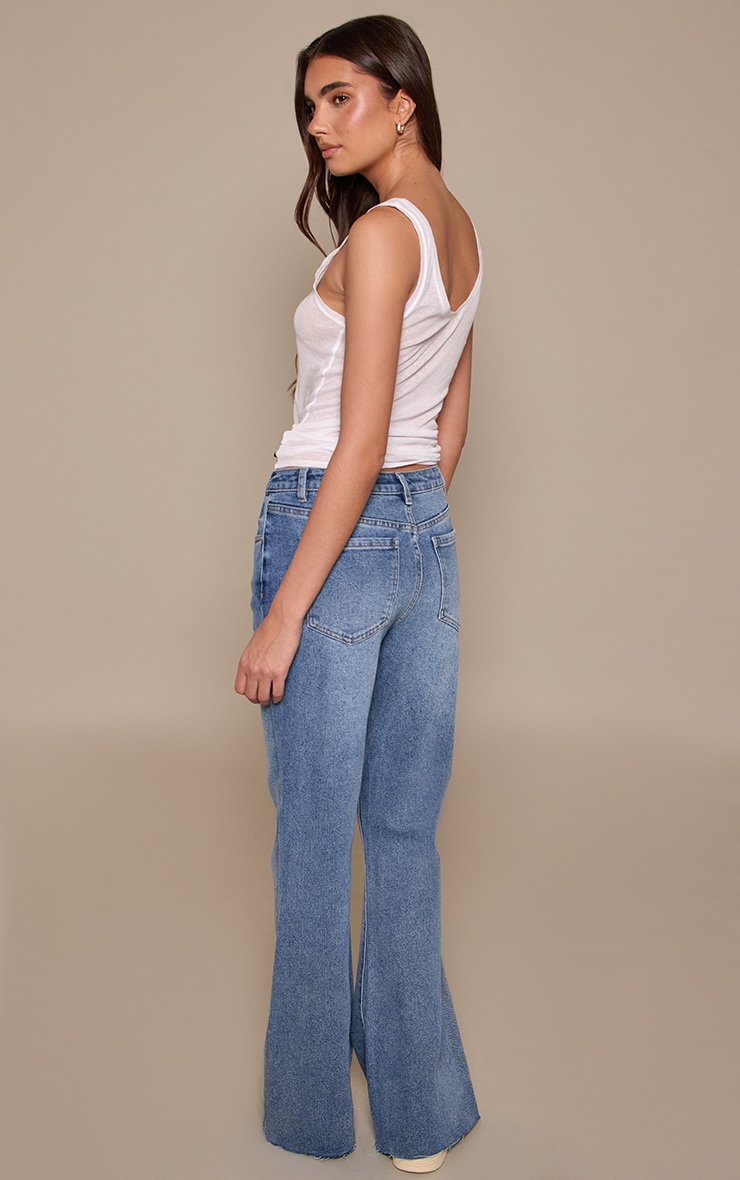 Dark Blue Vintage Low Rise Stretch Flared Jeans image 3