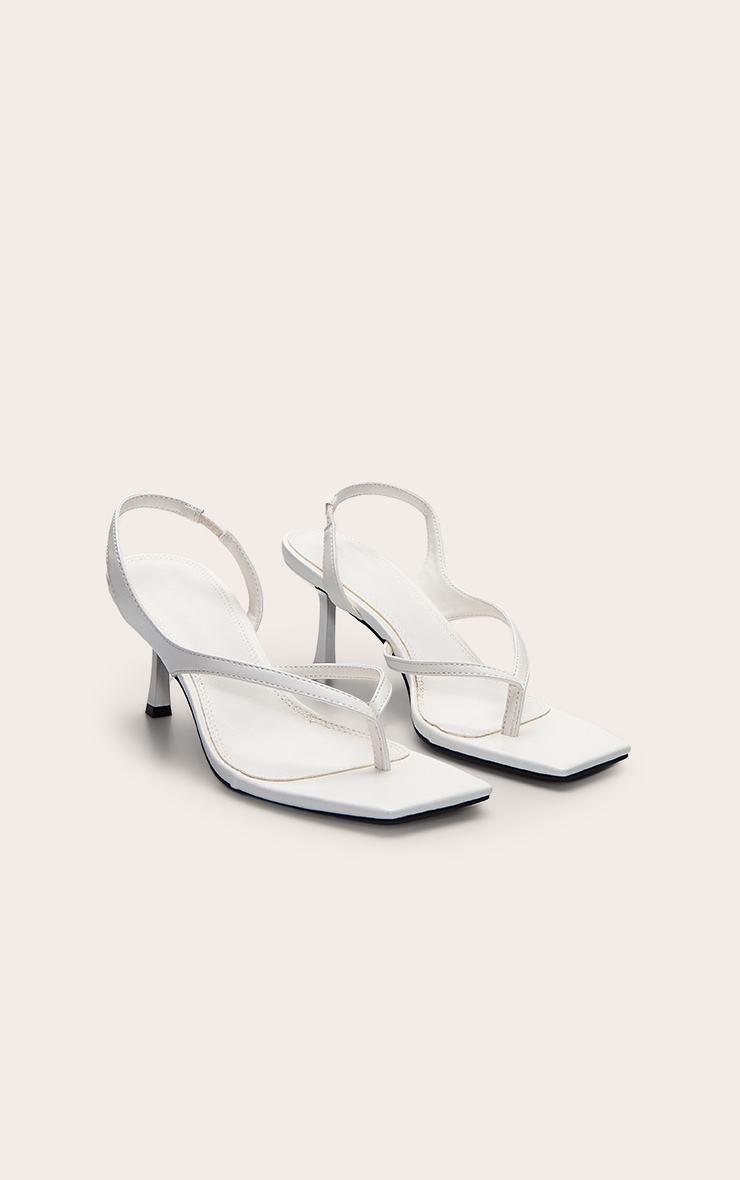 White Toe Thong Square Toe Heeled Sandals image 3