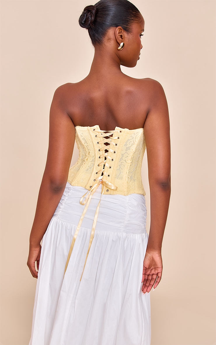 Butter Yellow Lace Boned Bandeau Corset Top image 2