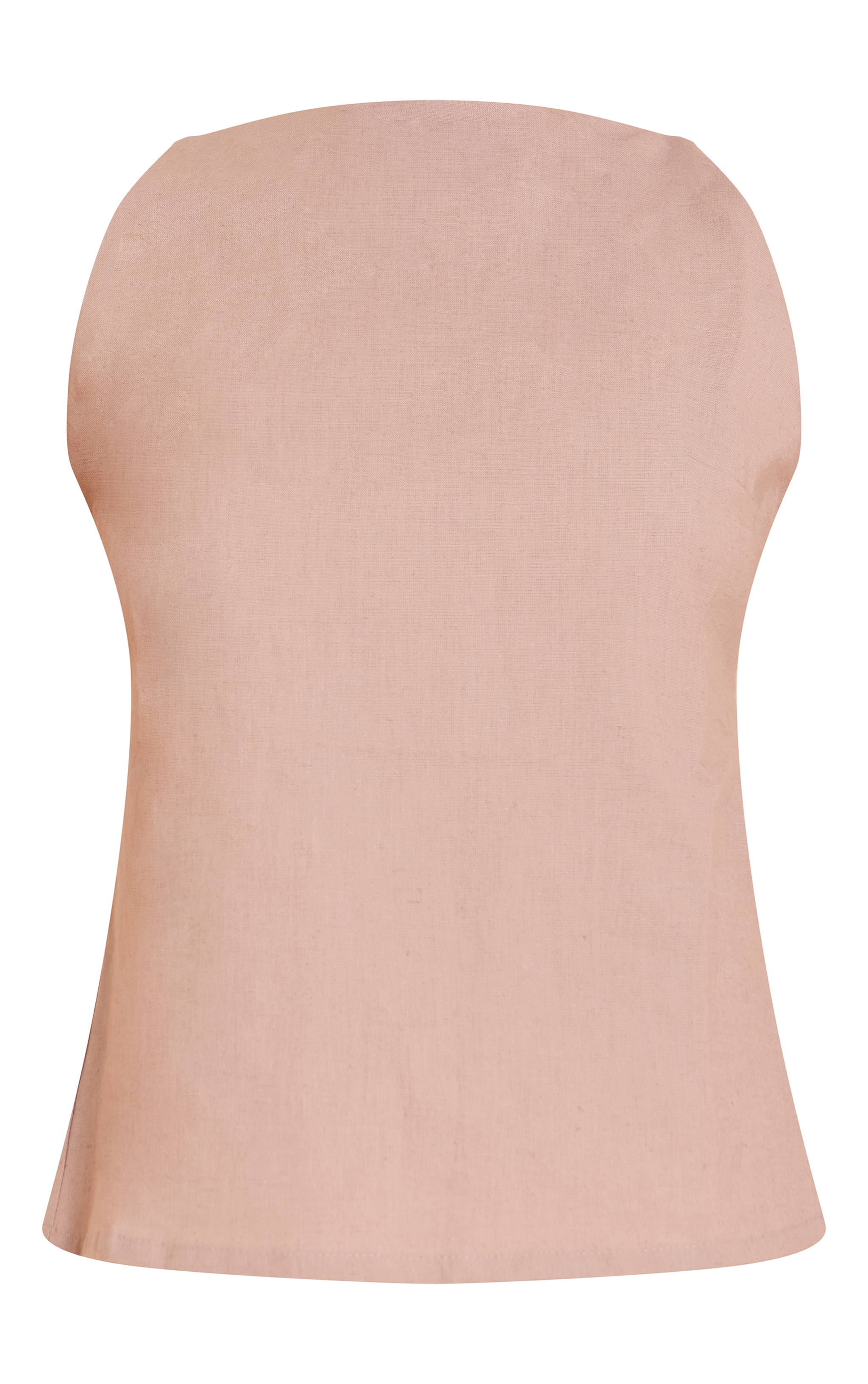 Taupe Linen Blend Back Detail Long Cami Top image 5