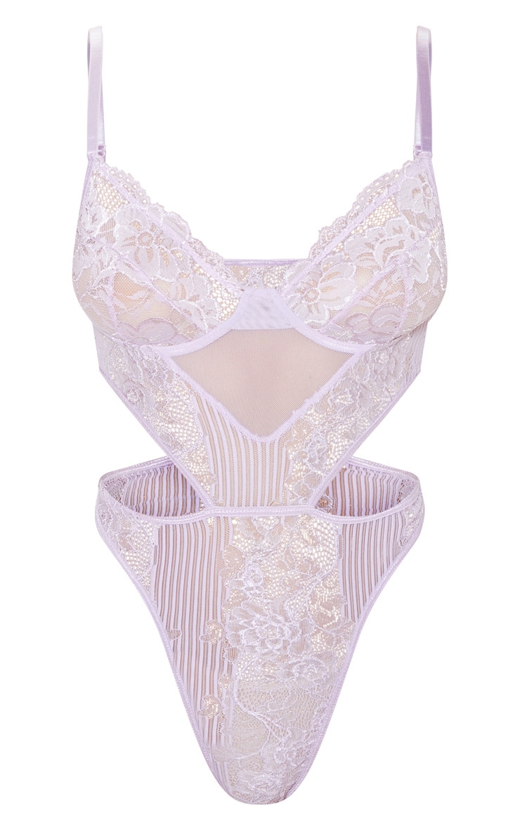 Lilac lace insert high leg cupped body 7 days