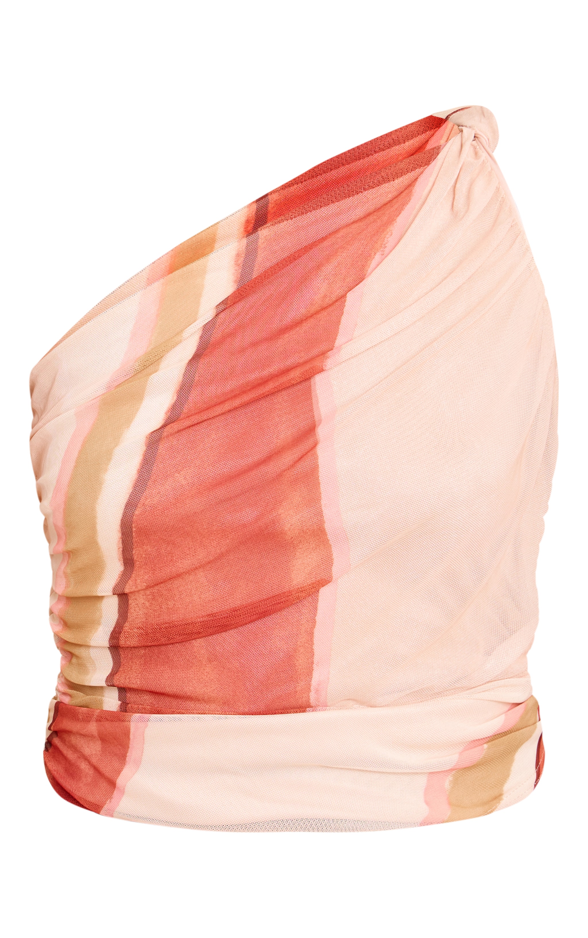 Multi Stripe Print Mesh Asymmetric Long Top image 5