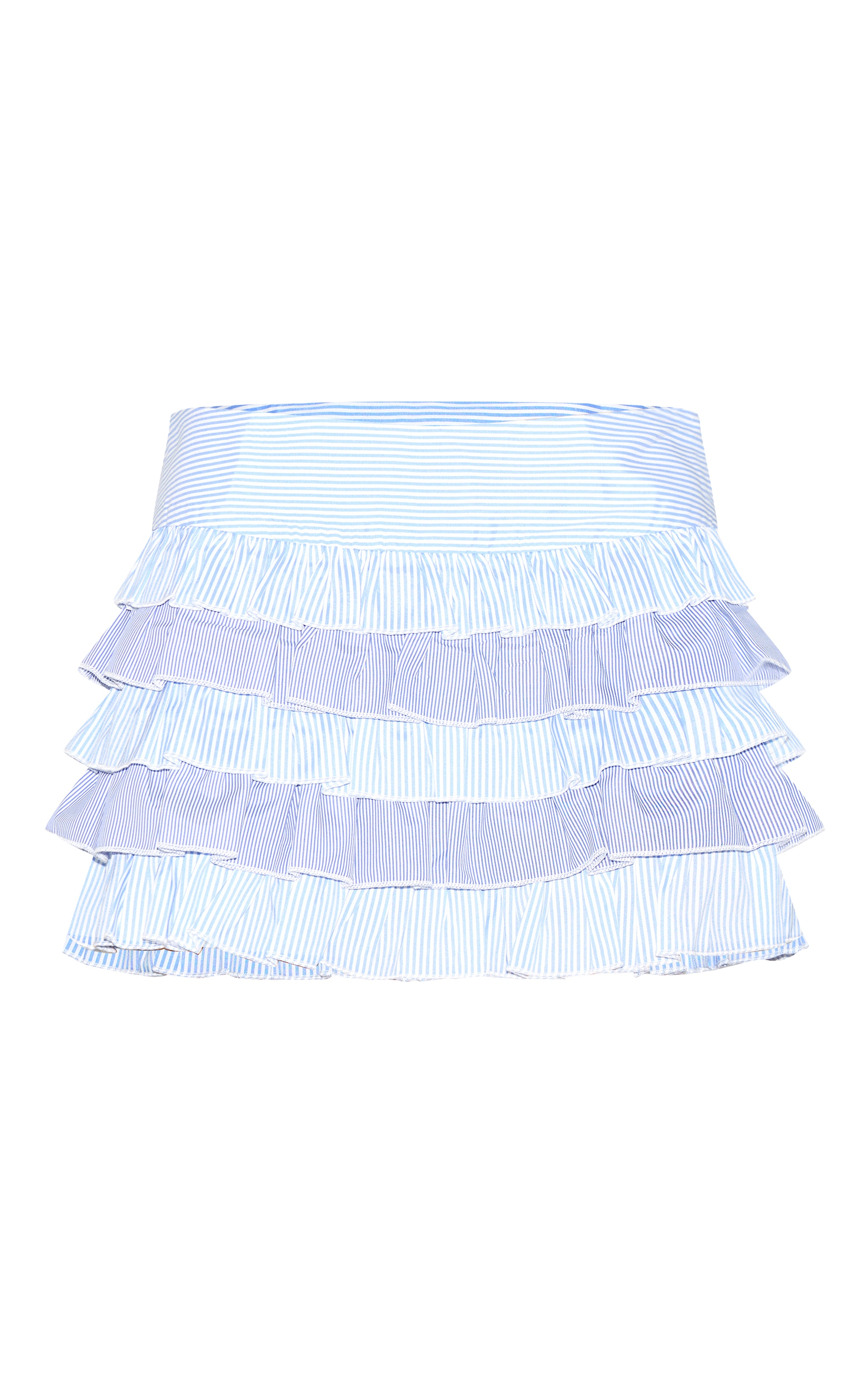 Blue Contrast Pinstripe Cotton Poplin Rara Mini Skirt image 6