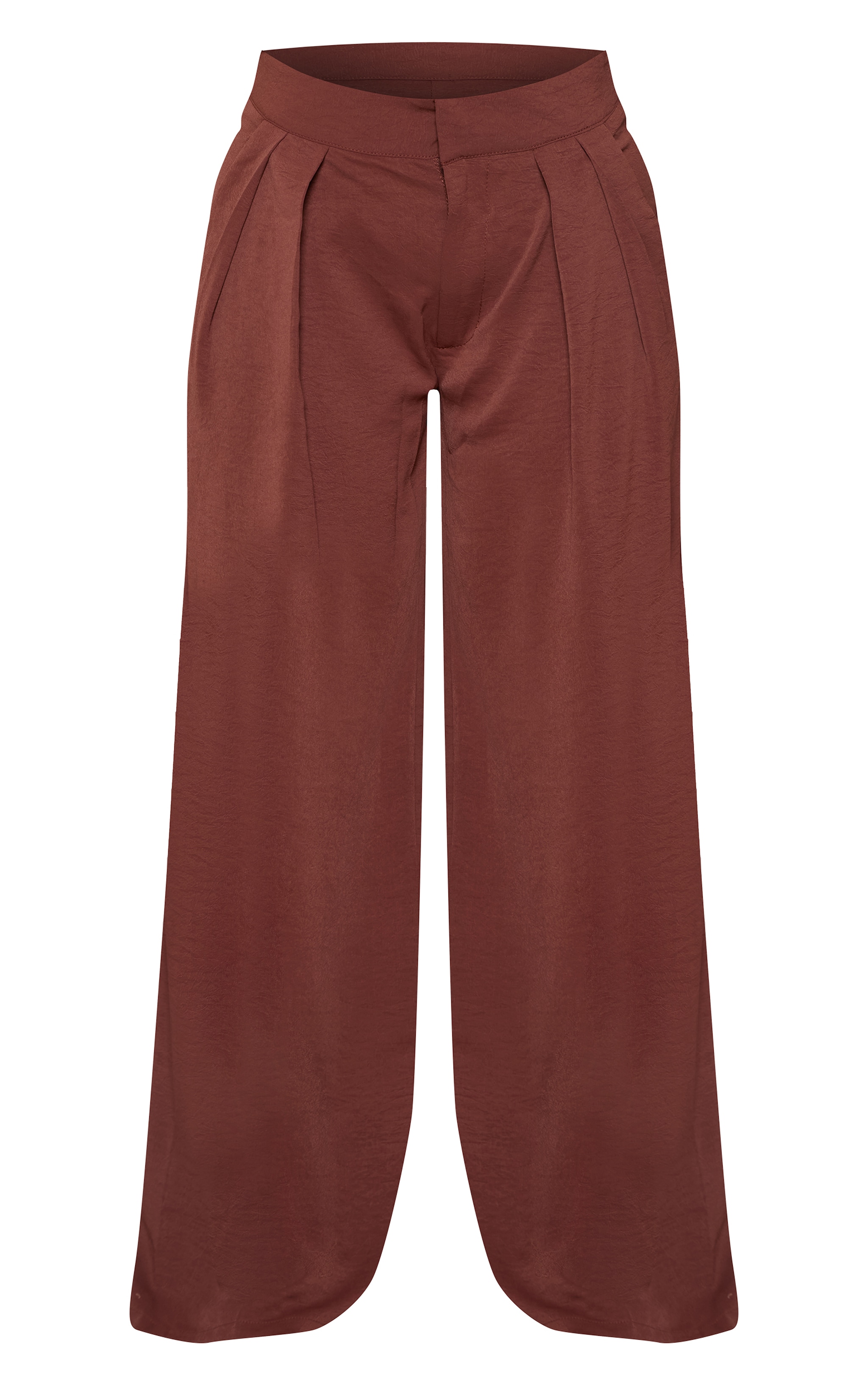 Petite Deep Chocolate Floaty Woven Double Pleat Wide Leg Pants image 5