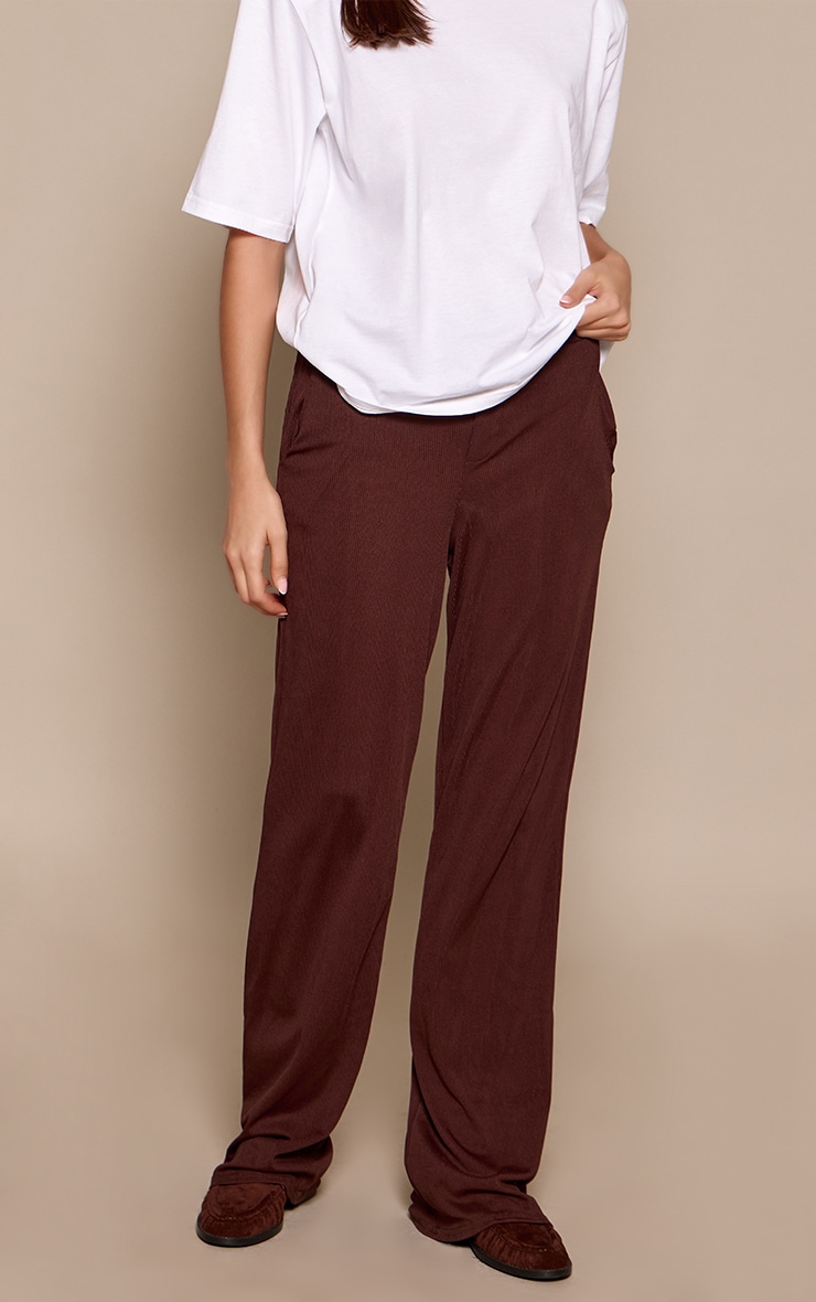 Chocolate Boyfriend Style Wide Leg Trouser image 2