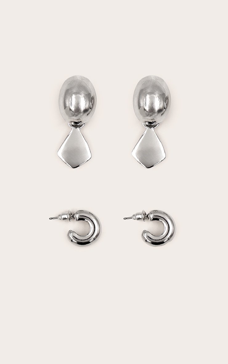 Silver Mini Droplet Multipack Hoop Earrings image 2