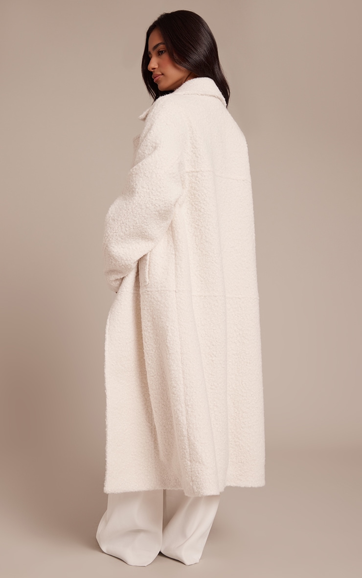 Petite Ecru Boucle Double Breasted Maxi Coat image 2