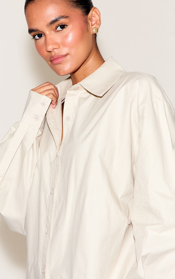 Sand Cotton Multi Button Cinched Shirt image 4