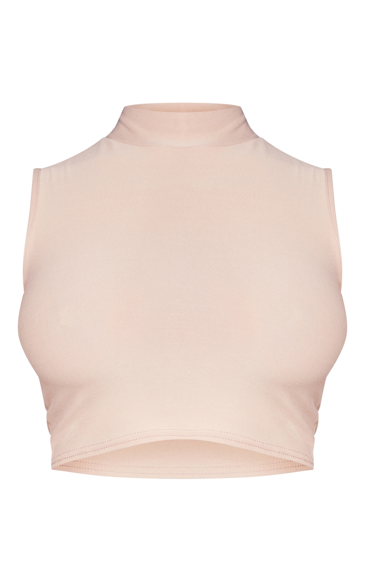 Shape Deep Rose High Neck Cut Out Back Sleeveless Crop Top image 5